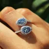 Banden Huitan Stijlvolle Bright Zirconia Verstelbare Ring Women Engagement Accessoires met modeontwerp delicate vrouwelijke vingerjuwelen