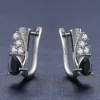 Örhängen svart awn hoop örhängen för kvinnor klassisk 925 sterling silver trendig spinel engagemang fina smycken i219