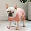 ロンパーズフレンチブルドッグの服フリース脂肪犬用4脚の服を暖かいパジャマ4脚の小犬用犬と中程度の犬