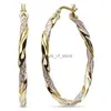 Dangle Chandelier Classic Round round round white Zircon Hoop Earrings Trendy Jewelry 2022 여성을위한 절묘한 2 톤 금속 웨딩 H240423