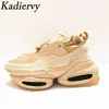 Casual Shoes Platform Sneakers Kvinnor och män Tjock Sole Real Leather Round Toe Runners Designer Women's Sports