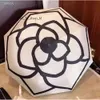 2023 Designer elegante C Umbrella Patchwork Logo Printing Adequado Sun Rain Women Parasols Girl Dobrando Chanells Umbrellas Idéias com caixa e bolsa 914