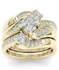 2020 New Twopiece Ring 925 Sterling Silver Gold Plated Diamond Couple Set Wedding Ring Valentine039s Day Gift1762976