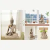 Estatuetas decorativas estátua budista meditando a tabela de figuras decors resina ornamento interno