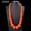 Necklaces UDDEIN Bohemian Orange Big Round Long Wood Necklace & Pendent Handmade Chain Link Necklace For Women Bib Beads Party Jewelry