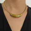 Halsband peri'sbox non tarnish rostfritt stål fast guldpläterad ormkedja oregelbunden rör choker halsband för kvinnor enkel chunky stil