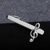 Bow Ties Fashion Korean Glasses Men Metal Musical Note Tie Clip Silver For Dance Bar Business Wedding Gift Statement Jewelry Collar