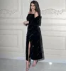 Party Dresses LIYYLHQ Charming Boat-Neck Black Ankle-Length Side Split Cocktail Dubai Prom Gown Evening Formal For Girl