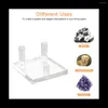 Sieradenzakken 4 packs 2.5 inch rock display Stand Three-Peg Square Acryl Stands voor rotsen mineralen platen Crystal