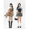 Clothing Sets Korean Uniform Corset Y2k Girl Suit School Vest Short-sleeved Pleated Top Japanese Tube Sexy Women Shirt