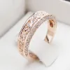 Bands Huitan Newlydesigned Rose Gold Color Wedding Rings for Women Paved Shiny CZ Aesthetic Flower Pattern Engagement Bands Jewelry