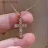 Collana a croce di fascia lussuosa di lusso di lusso con intarsio a diamante e gioielli a catena a gettoni placcati in oro rosa 18k con logo e scatola regalo