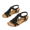 Dress Shoes Summer Fashion 1,5 cm platform 4,5 cm hoge hakken vrouw sandalen groot formaat dame elastische strassroos kwastjes casual bohemian sandles