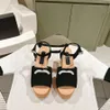 Top quality Cloth letter logo Platform sandals Wedge sandal ankle strap High-heels Dress shoes Luxury designer sandals for womens Factory footwear With box