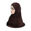 Abbigliamento etnico h027 bellissimo hijab musulmano Big Gilrs con pizzo e pietre Cappello a scialle di sciarpa islamica Cappello per la scricchioli