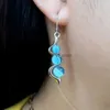 Bengelen kroonluchter klassieke trend drop earring zilveren kleur ingelegd met glans natuurlijke stenen haak oorbellen vrouwen verloving bruiloft sieraden h240423