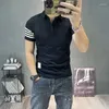 Polos Streetwear Muscles Vêtements Top Skinny Polo Top Skinny Top pour hommes avec homme à collier