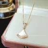 Mode Luxe Blgarry Designer ketting Sterling Silver S925 Qixi Kleine rokketting Fan Geplaatste 18K Rose Gold Fanshaped sieraden met logo en geschenkdoos