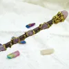ジュエリー魔女ナチュラルクリスタルウッドワンド祭壇呪文魔法のピンククォーツプリンセスフェアリーマジックスティック儀式ツール飾り手作りの宝石