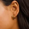 Boucles d'oreilles Emanco Fashion Bijoux à aiguille Boucles d'oreilles TROIS ROWS CONCEPTION DES BOUCES D'OREILLES MÉTALLIQUES Classic pour les cadeaux pour femmes