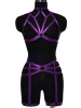 Cinghie cablaggio corpo reggiseno set di lingerie viola scuro cinture svuotanti bondage triangolo top plus size dance goth rave garter bustier