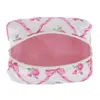 Cosmetic Bags Women's Aesthetic Bag Bow Rose Pattern Storage Ladies Polyester Cotton Travel Wash Clutch Skincare Makeup Pouch