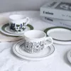 Muggar finska retrocoffe cup tefat set antik vanilj keramisk te mugg körsbär porslin tecup café teatime drinkware