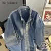 Herrjackor våren hösten retro nisch denim jacka mode tvättade nödställda löst lösa arbetskläder män toppar manliga kläder