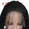 Perukę chemiczną Black Nowy produkt Three Strand Dirty Braid Front Lace Half Hand Hook Cover