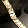 Armband Vinterly Energy Armband Men Magnetic Arrow Gold Color Chain Link 15mm Wide rostfritt stål Germanium Högmagnet Manliga smycken