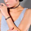 Halsband 1 Set Summer Style Collares Women Girls Vintage Stretch Tattoo Choker Halsband Set Retro Gothic Punk Justerbar stretchig prydnad