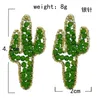 Stud Earrings Creative Cactus For Women Girl Green Acrylic Beaded Statement Earring Plant Orecchini Female Summer Jewelry