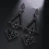 Dangle Earrings XSBODY Black Rhinestone Long Drop Selling Exaggerated Triangle Crystal Earring For Women Carnival