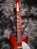 Błyszczący gitarę elektryczną Cherry Red 12 strun 360 pół-puste białe pickguard