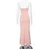 Casual Dresses OMSJ 2024 Rose Embroidered Tube Top Dress Sleeveless Backless Lace-up Body-shaped Pink Cute&Sexy Wrap Strapless Maxi Party