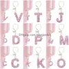 Keychains Lanyards Glitter Letter Charms For Cup Bottle Chain Tumbler With Handle Bling Initial Name Id Drop Delivery Ottnh