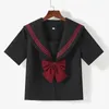 Kläder sätter studentkjolar Sailor Girl Uniform japansk ortodox skolstil cosplay koreansk anime svart kostym college toppklass