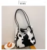 Bolsas de compras japonês ins estilo moda lady ladra axil saco de ombro de ombro colorido bolsa peluda bolsa de leopardo fofo bolsa