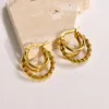 Hoop kolczyki SKU modna stal nierdzewna dla kobiet dziewczęta imprezowy prezent Gold Metal Warstwowy Twisted Rope Huggie Ear Jewelry