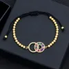 Stränge Trendy Kupfer Zirkon handgefertigtes Perlenarmband Luxus Makrame Pave CZ Gold Farbe Verstellbares Schmuck Geschenk für Männer Frauen beste Geschenke