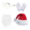 Berets Santa Suit Christmas Hat And Eyeglasses Beard Set For Bachelorette Party Role Playing Halloween