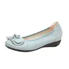 Casual Shoes Soft Leather Flat Sole Single For Women Plus Size 41 Spring Real Fashion Bowtie Female Sapato