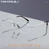 Lunettes de soleil Frames Yimaruili Business Ultra-Light Luxury Pure Titanium Eyewear Retro Fashion Optical Optical Prescription Men's Rim Lunes Fixes