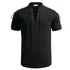 Summer Mens V-neck shirt Mens Short-Sleeved T-shirt Cotton and Linen Led Casual Mens T-shirt Shirt Male Breathable tops 240418