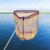 Accessori in lega pieghevole in alluminio rotondo triangolo pesca di atterraggio reti di pesca ad anello di pesca reti attrezzatura senza palo