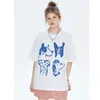 T-shirts pour femmes Dogs de dessins animés Impression de kpop blanc drôle femme à manches courtes en vrac