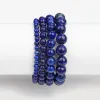 Stränge natürliche blaue Lapis Lazuli Stein Perlenarmband Heilung Energie Unisex Mode Elastizität Armbänder für Männer Frauen Schmuck Geschenk