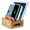 Stands Bamboo Holder for Phones Stand for Phone Cords Charging Station Docks Organizer for Smart Phones and Tablets USB Charger