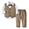 Clothing Sets Boy Matches For Children's Birthday Men's Dress Shirt Dasi 3Pcs From 2 To 7