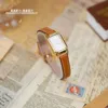 Relógios de pulso 2024 Women's Watch Quartz Wristwatch vintage Strap de couro genuíno Relógio de aço de presente marrom simples